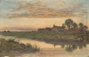 On The Severn by Benjamin Williams Leader