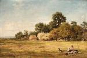 Making A Hay-rick, Whittington by Benjamin Williams Leader
