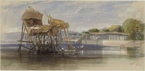 Fishermen's Houses On The Bosphorus by Edward Lear