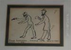Frank Lushington Teaching Lear How To Shoot, Corfu by Edward Lear
