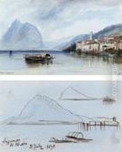On The Shores Of Lake Lugano by Edward Lear