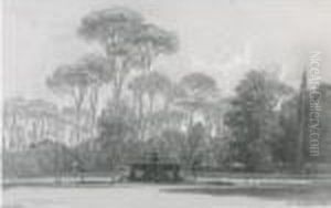 Villa Borghese, Rome by Edward Lear