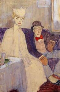 Odd Couple in a Waiting Room by Jules Pascin