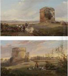 Tomb Of Cecilia Metella On The
Via Appia, Rome And Tor Di Schiavi On The Via Labicana, Rome by Edward Lear