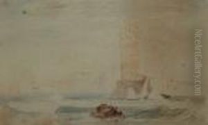 View Of A Fortified Coastal Town by Edward Lear