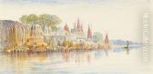 View Of The Ghats At Benares From The River Ganges, India