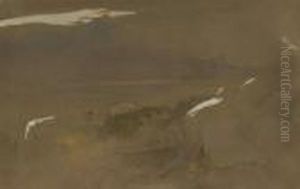 Argostoli And The Black Mountain, Cephalonia, Greece by Edward Lear