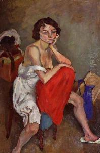 Woman Wearing White Pantaloons by Jules Pascin