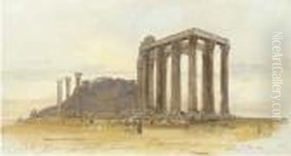 The Temple Of Olympian Zeus With The Acropolis Beyond, Athens - view 1