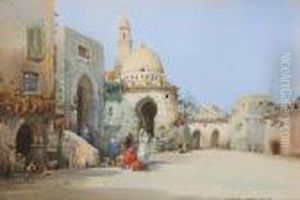 A Middle Eastern Square And Traders by Noel Harry Leaver