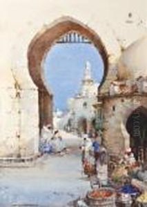 Oriental Market Scene by Noel Harry Leaver