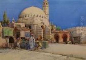 Orientalischer Markt Vor Einer Moschee