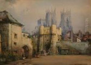 Landscape With City Gates And Cathedralbeyond by Noel Harry Leaver