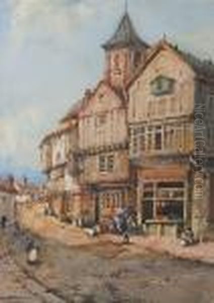 A Continental Street Scene With Figures - view 1