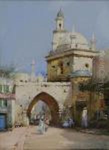 An Arabian Gateway, And Street In Algiers. A Pair. by Noel Harry Leaver