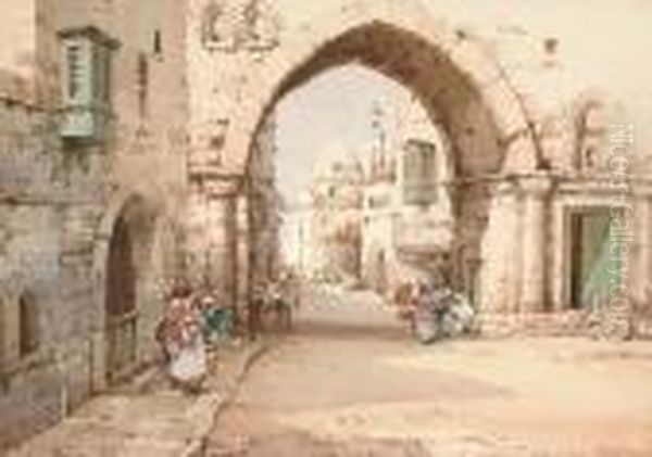 Eastern Street Scene Through An Arch - view 1