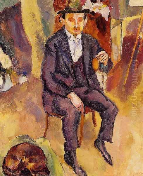 German Painter with Dog in the Studio - view 1