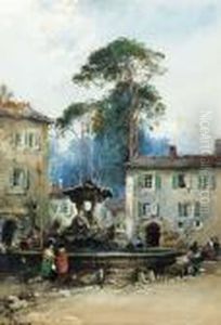 The Fountain Of Neptune, Rome by Noel Harry Leaver