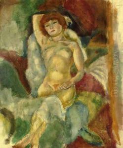 Nude, Arm Raised by Jules Pascin