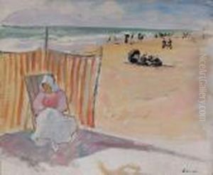 Bretonne A La Plage by Henri Lebasque