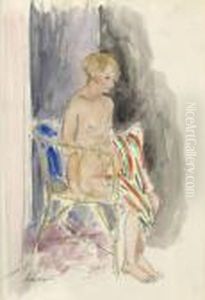 Jeune Femme Nu Assise Dans Un Fauteuil En Rotin by Henri Lebasque