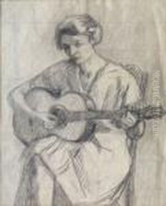Jeune Fille A La Guitare by Henri Lebasque