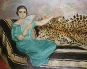 Jeune Fille A L'eventail Et Peau De Leopard Jeune Fille A L'eventail Et Peau De Leopard