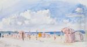 Matin Sur La Plage A Deauville by Henri Lebasque
