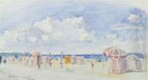 La Plage De Deauville Le Matin by Henri Lebasque