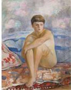 Femme Nue Assise Sur La Plage by Henri Lebasque