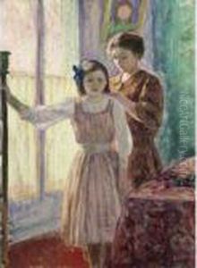 Madame Lebasque Coiffant Sa Fille Marthe by Henri Lebasque