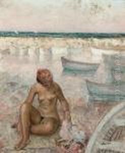 Baigneuse Assise Sur La Plage by Henri Lebasque
