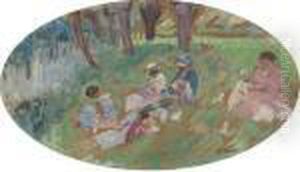 Les Andelys, La Famille Lebasque Au Bord De L'eau by Henri Lebasque