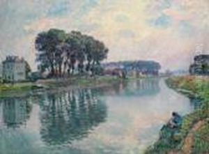 Pecheur Au Bord De La Marne A Lagny