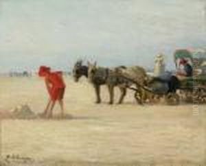 Scene De Plage Animee A Mont-de-marsan by Henri Lebasque