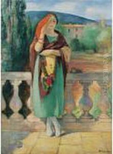 Jeune Fille A L'eventail (nono) by Henri Lebasque