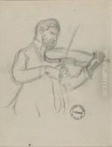 Violinspieler / Sauglingsstudien / Sitzender Weiblicher Akt by Henri Lebasque