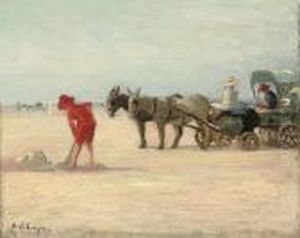 Scene De Plage Animee A Mont-de-marsan, Avec Pierre Lebasque by Henri Lebasque