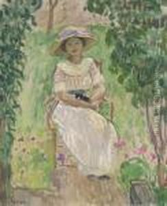 Femme Assise Dans Le Jardin by Henri Lebasque