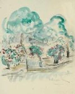 Le Banc Au Parc
 Aquarelle Et Encre Sur Papier, Signee En Bas A Droite : H. Lebasque. by Henri Lebasque