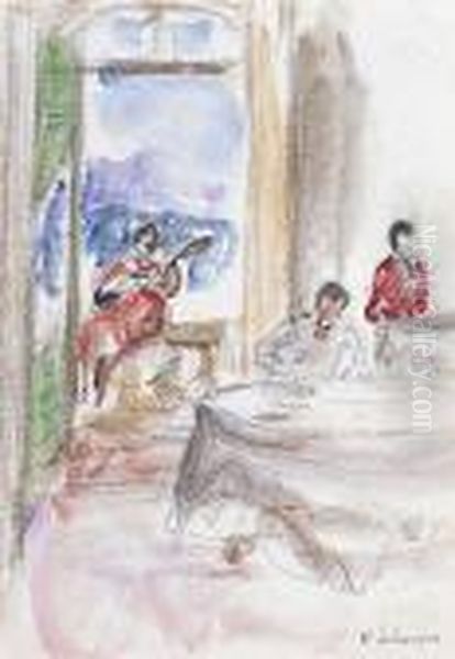 Jeune Musicienne Sur La Terrasse - view 1