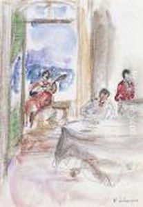 Jeune Musicienne Sur La Terrasse by Henri Lebasque