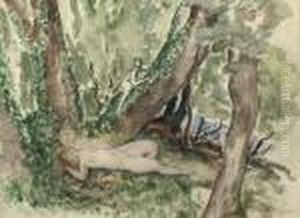 Nude In A Forest With Satyr