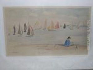 "femme Assie Sur Le Bord Du Quai" H