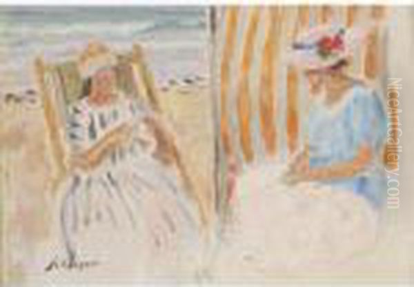 Deux Jeune Filles Sur La Plage De Saint-jean-de-monts - view 1
