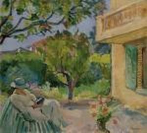 Le Cannet, Madame Lebasque Lisant Dans Un Jardin Le Cannet, Madame Lebasque Lisant Dans Un Jardin