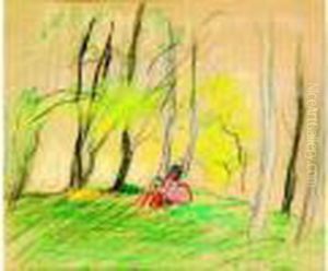 Sous Bois Avec Personnage by Henri Lebasque