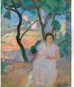 Jeune Femme Dans Un Jardin by Henri Lebasque