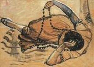 Femme Allongee Jouant Avec Son Collier by Henri Lebasque