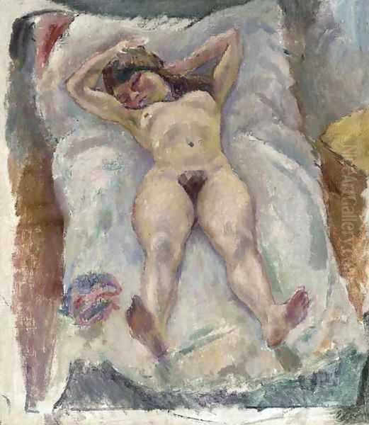 Femme couchee aux bras leves - view 1